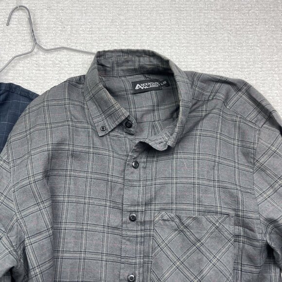 Lot x2 Mountain Ridge Button Up Shirt Mens L Blue & Grey Plaid Long Sleeve - Picture 3 of 10